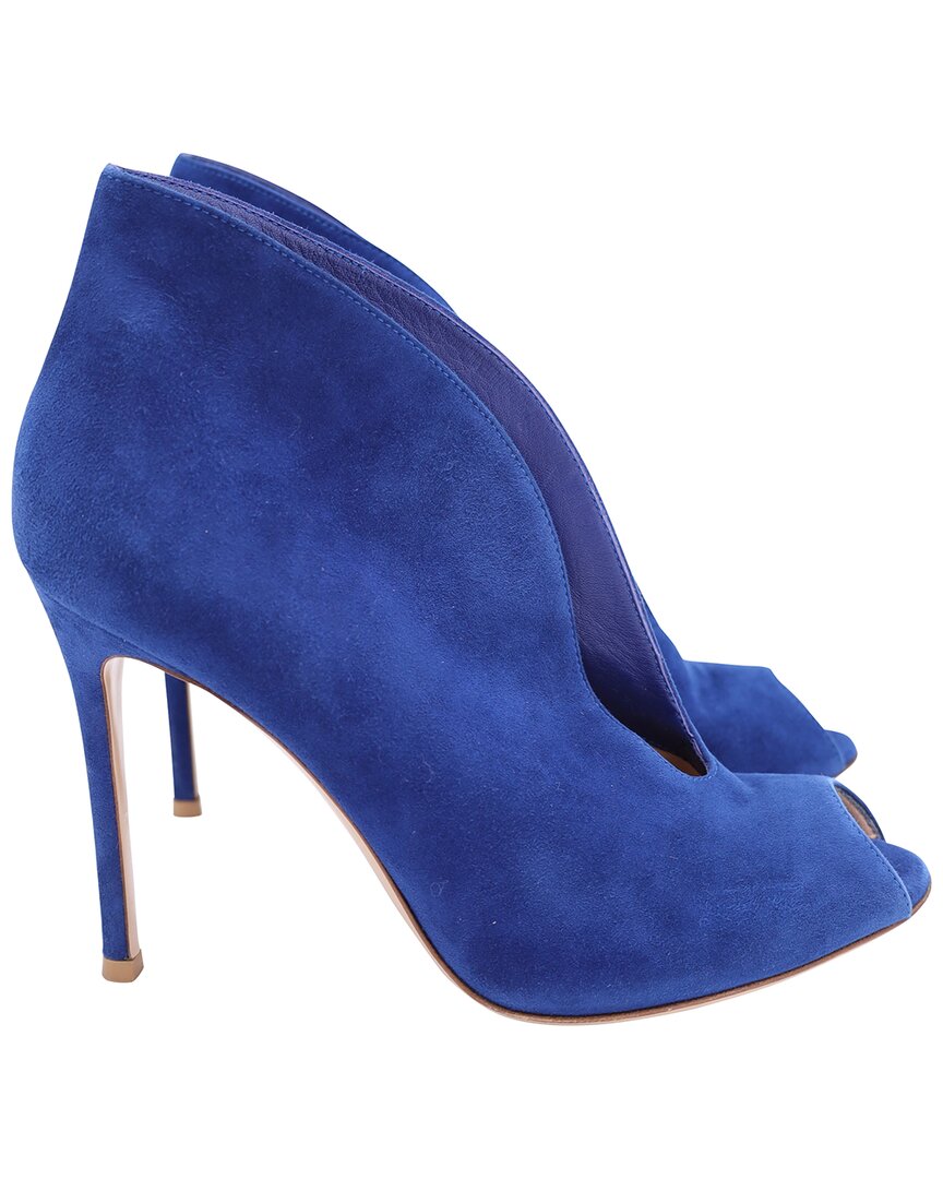 Gianvito Rossi Women's Suede Vamp Peep Toe Bootie, Size It | 37.5 (authentic  Pre-loved)