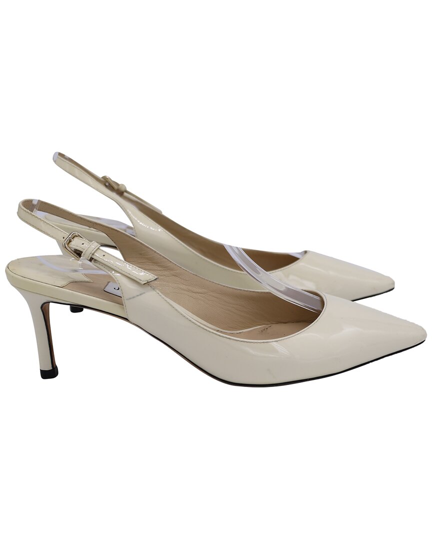 Jimmy Choo Women's Patent Leather Slingback Low Heel Pump, Size It | 37  (authentic Pre-loved)