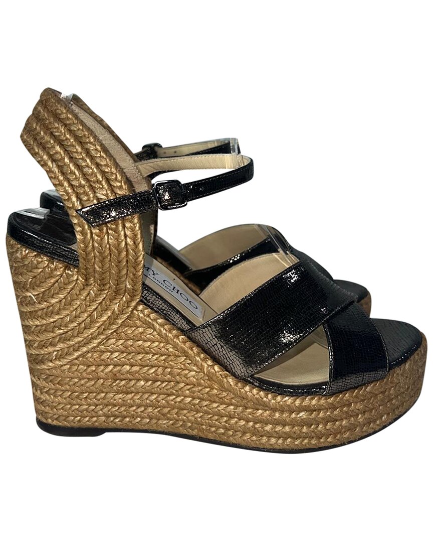 Jimmy Choo Women's Leather Dellena Espadrille Wedge Sandal, Size Eu | 36.5  (authentic Pre-loved)