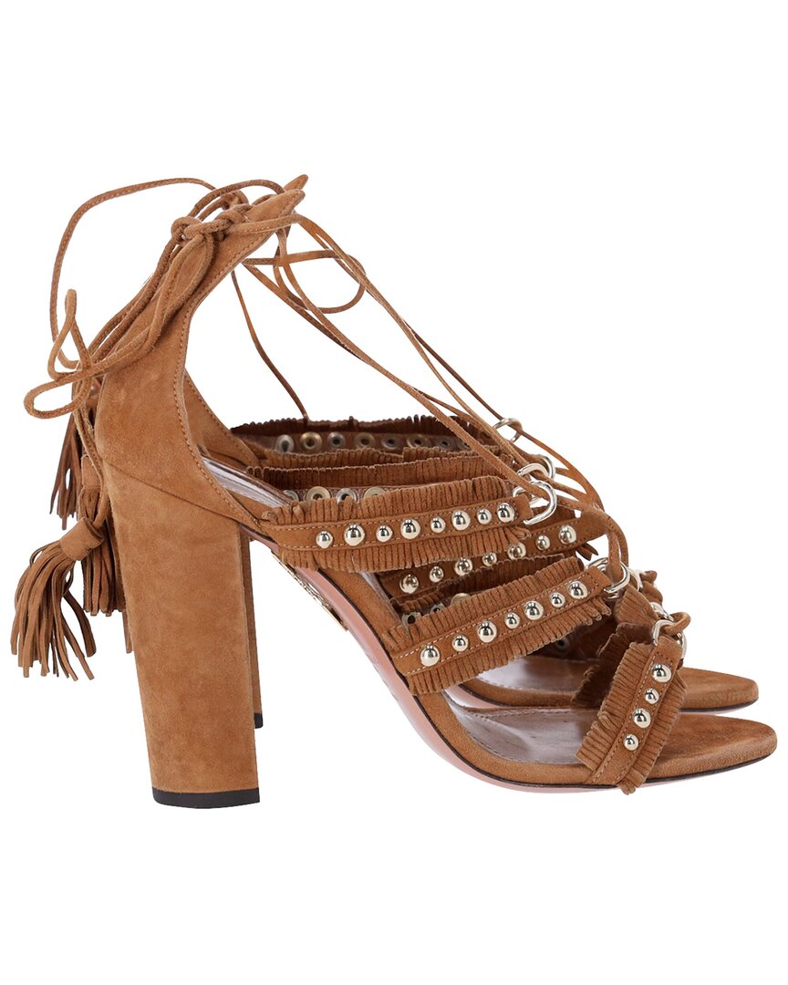 Aquazzura Women's Suede Tassel Accents Gladiator Sandal (authentic Pre-loved)