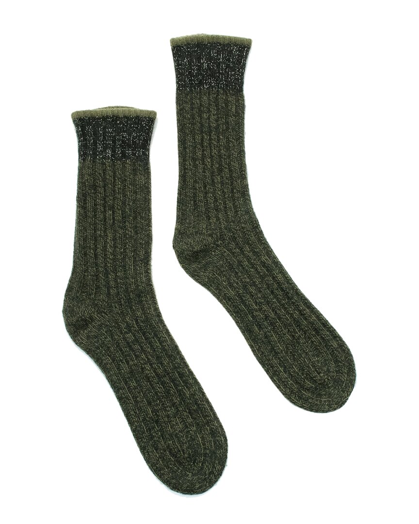 Portolano Cashmere Tweeded Socks In Green