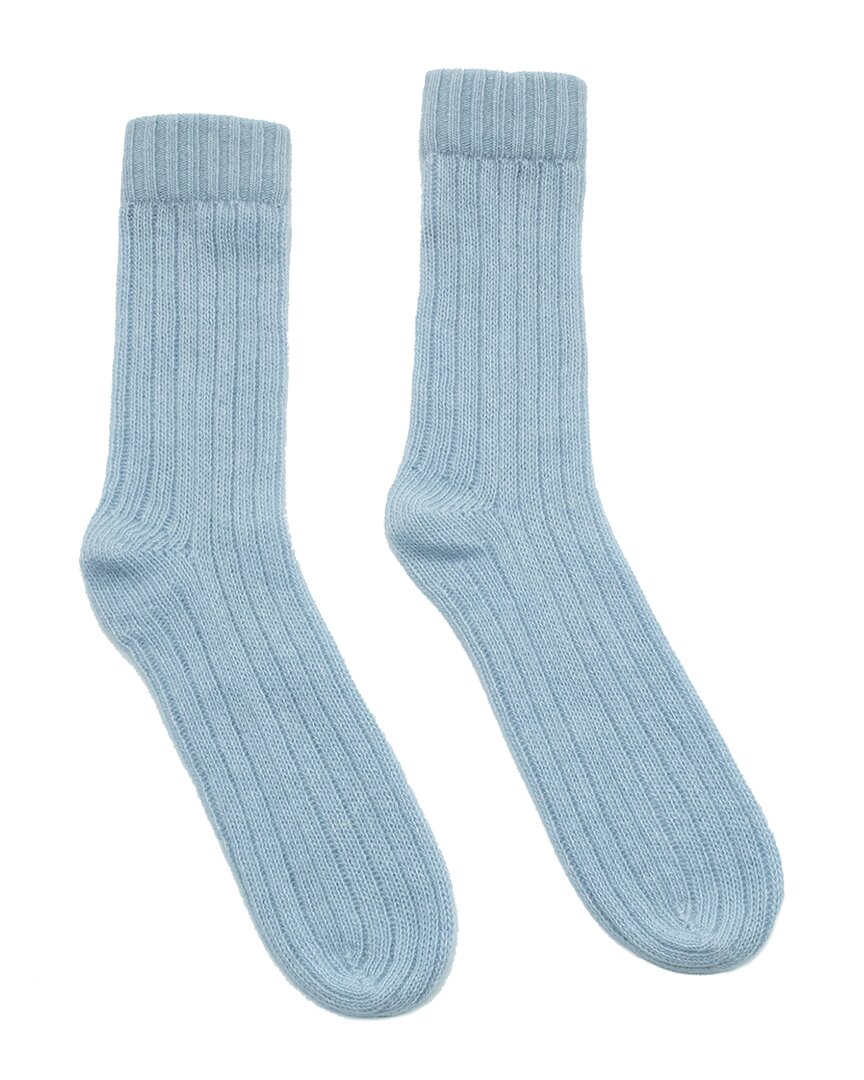 Portolano Cashmere Ribbed Socks In Blue