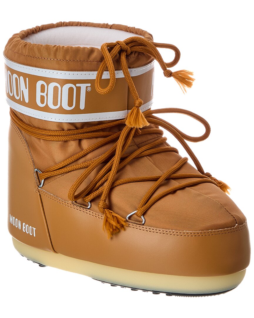 Moon Boot Pastel Orange Nylon Icon Low Ankle Boots In Animal Print