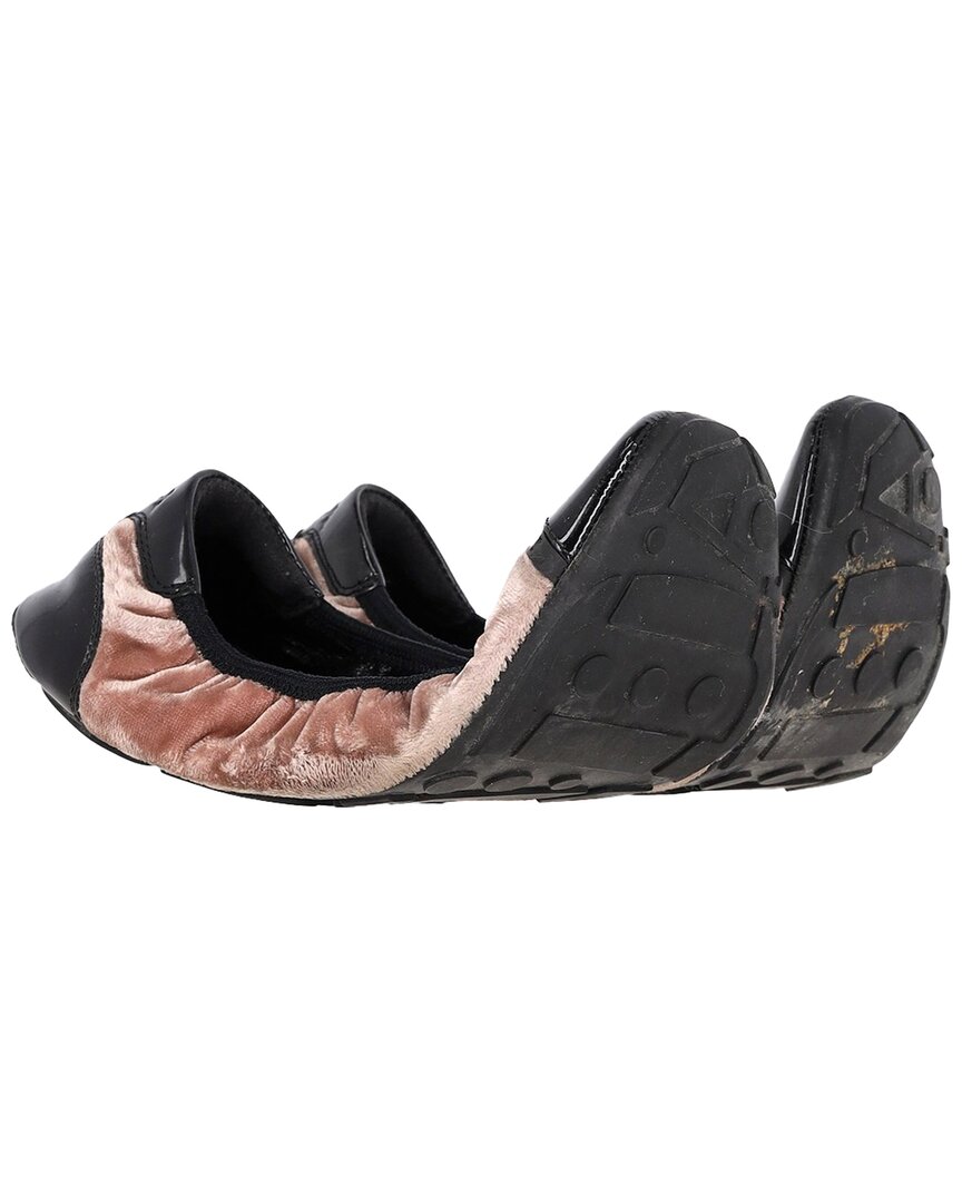 Prada Women's Velvet Sport Patent Leather Cap Toe Ballet Flat, Size 36.5  (authentic Pre-loved)