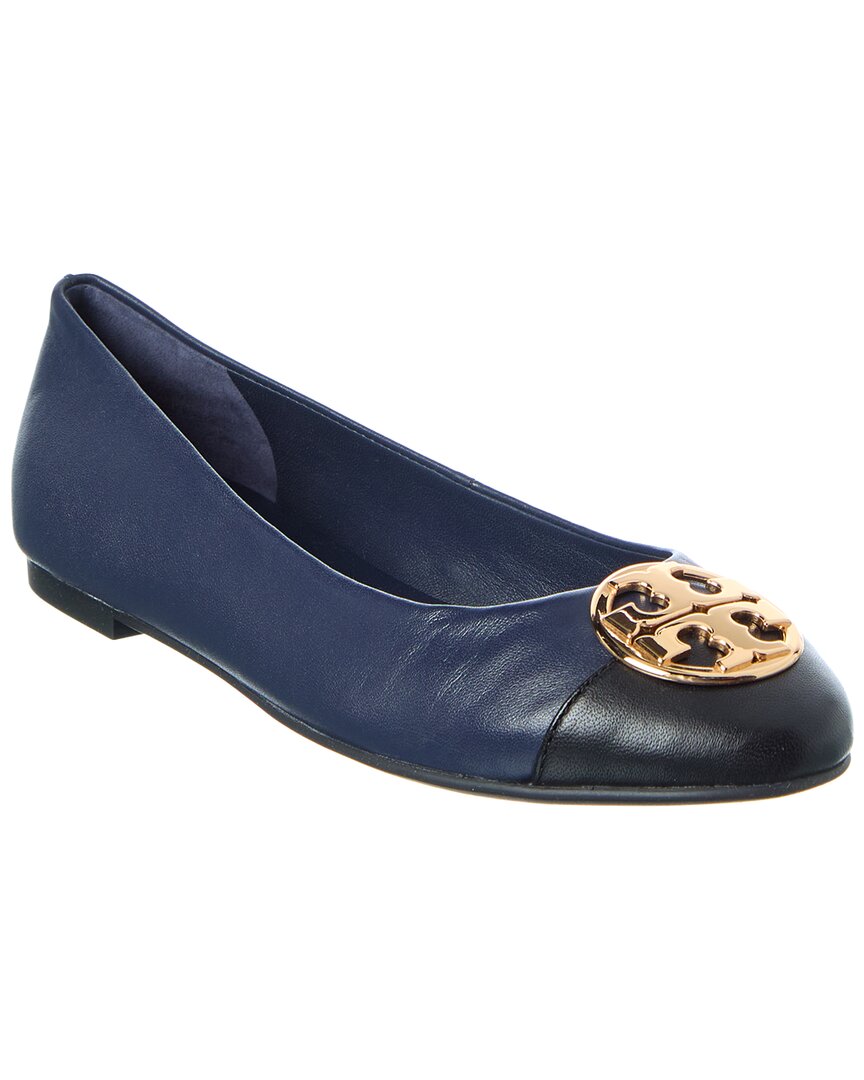 Tory Burch Chelsea Cap-toe Leather Ballet Flat In Blue