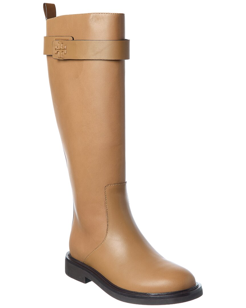 Tory Burch Double T Leather Utility Boot In Brown