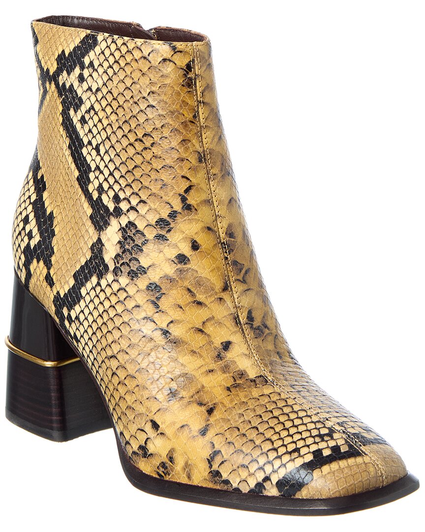Tory Burch Snake-embossed Leather Bootie In Brown