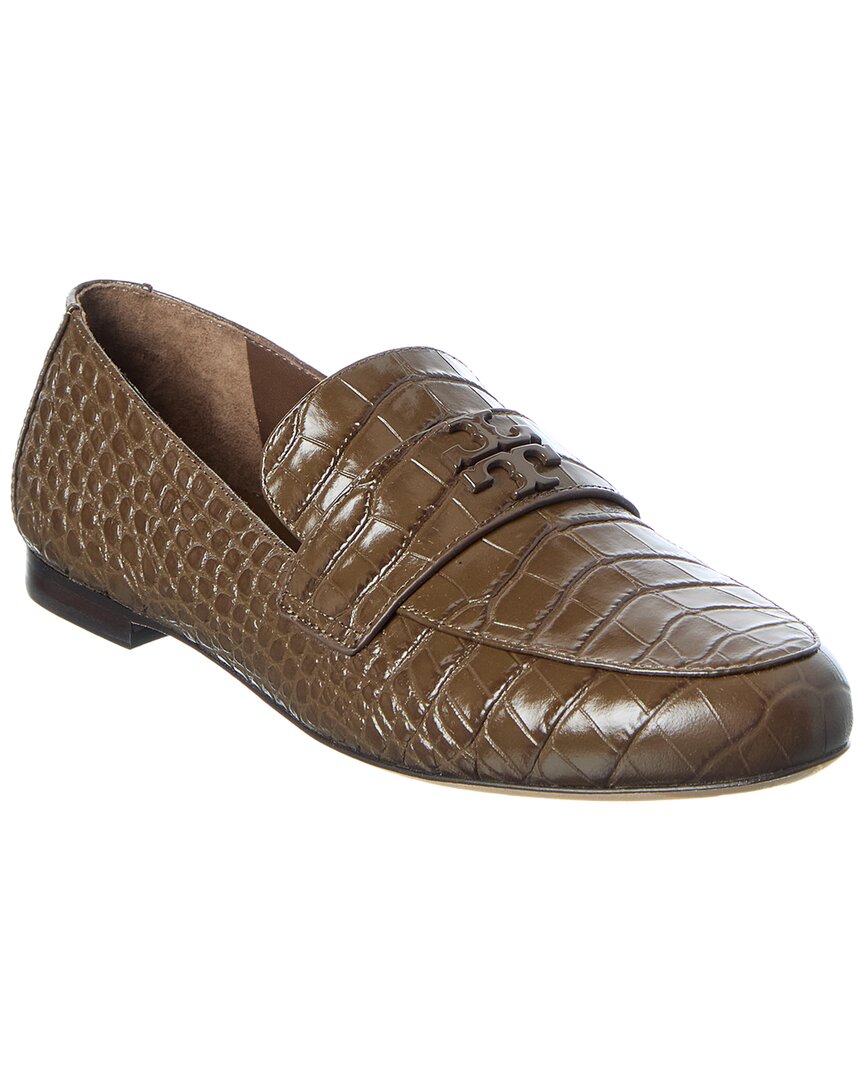Tory Burch Mini Everly Croc-embossed Leather Loafer In Brown