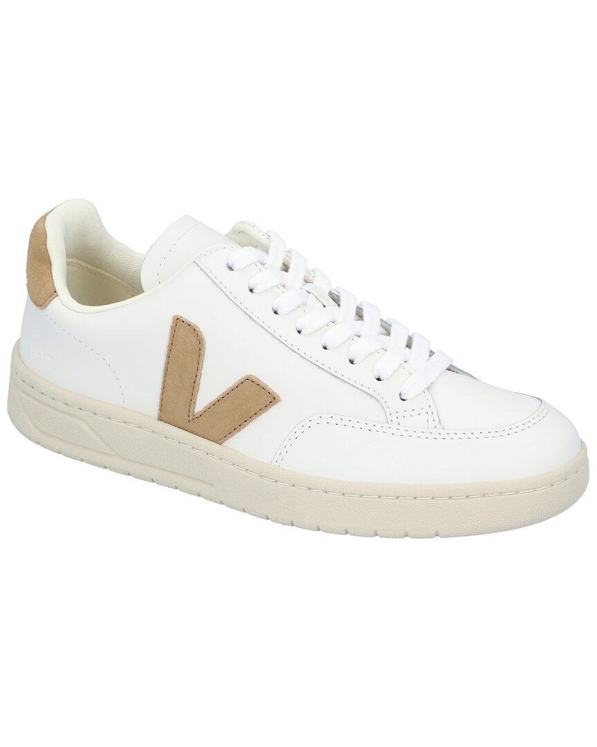 Veja V-12 Leather And Suede Sneakers In Nocolor