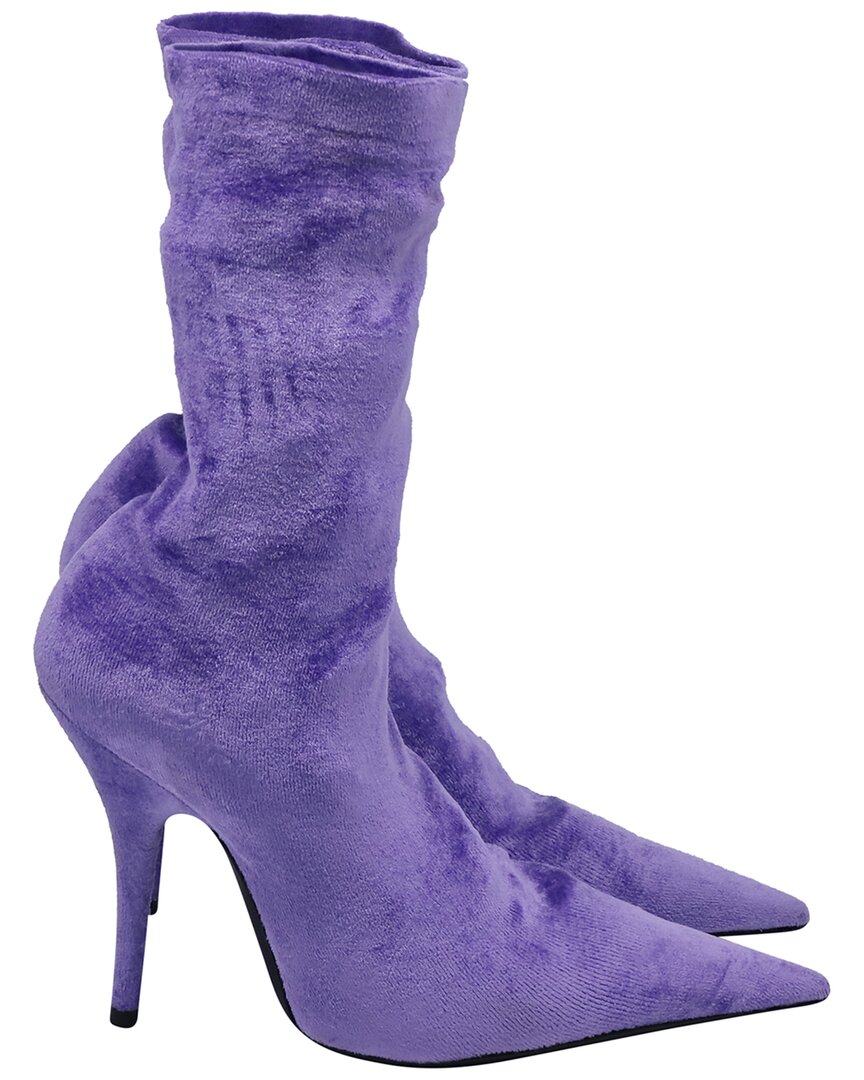 Balenciaga Women's Velvet Knife Sock Mid-calf Boot (authentic Pre-loved) In Purple