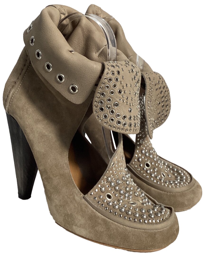 Isabel Marant Women's Suede Mossa Studded Cut Out Bootie (authentic Pre-loved) In Green