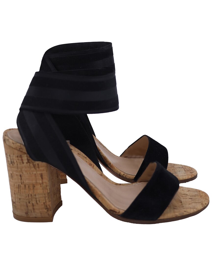 Gianvito Rossi Women's Suede Hailee Band Strap Block Heel Sandal (authentic  Pre-loved) In Black