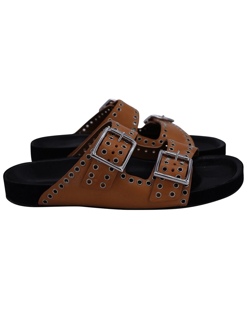 Isabel Marant Women's Leather Lennyo Eyelet-embellished Sandal (authentic Pre-  Loved) In Brown