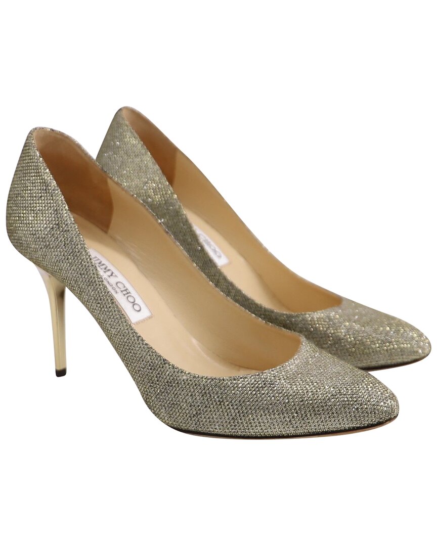 Jimmy Choo Women's Leather Abel Pointed Toe Pump (authentic Pre-loved) In Gold