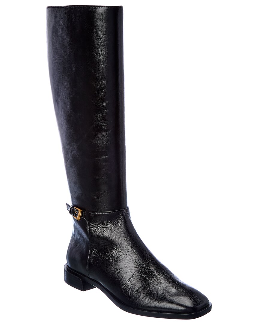 Tory Burch Buckle Leather Knee-high Boot In Black | ModeSens
