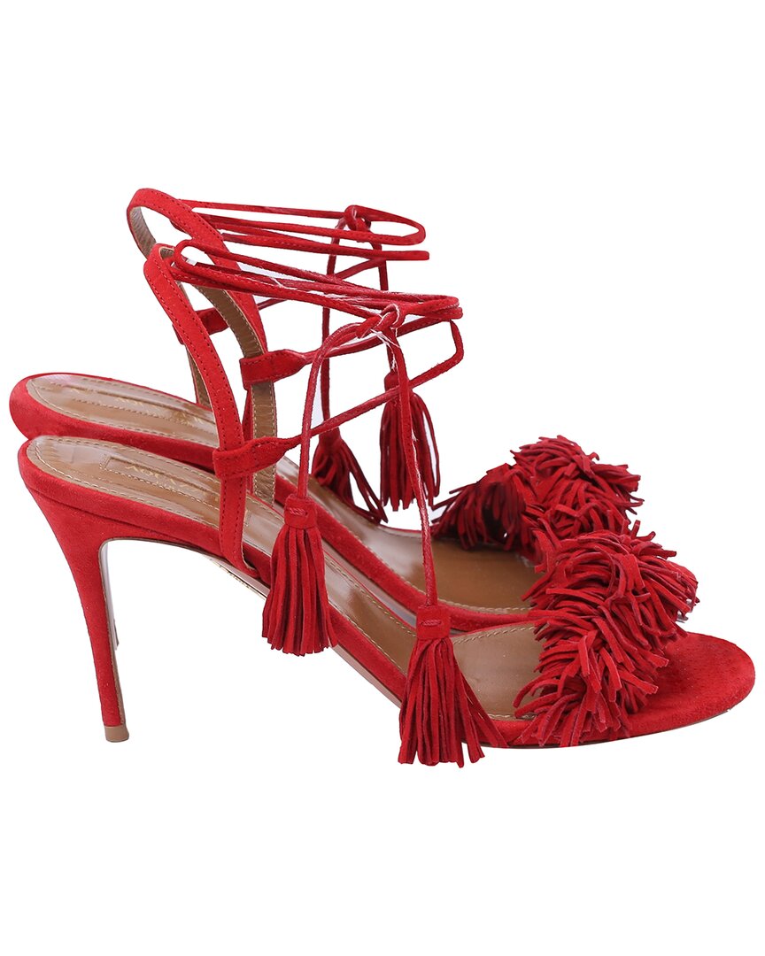 Aquazzura Wild Thing Sandals In Red Suede In Red