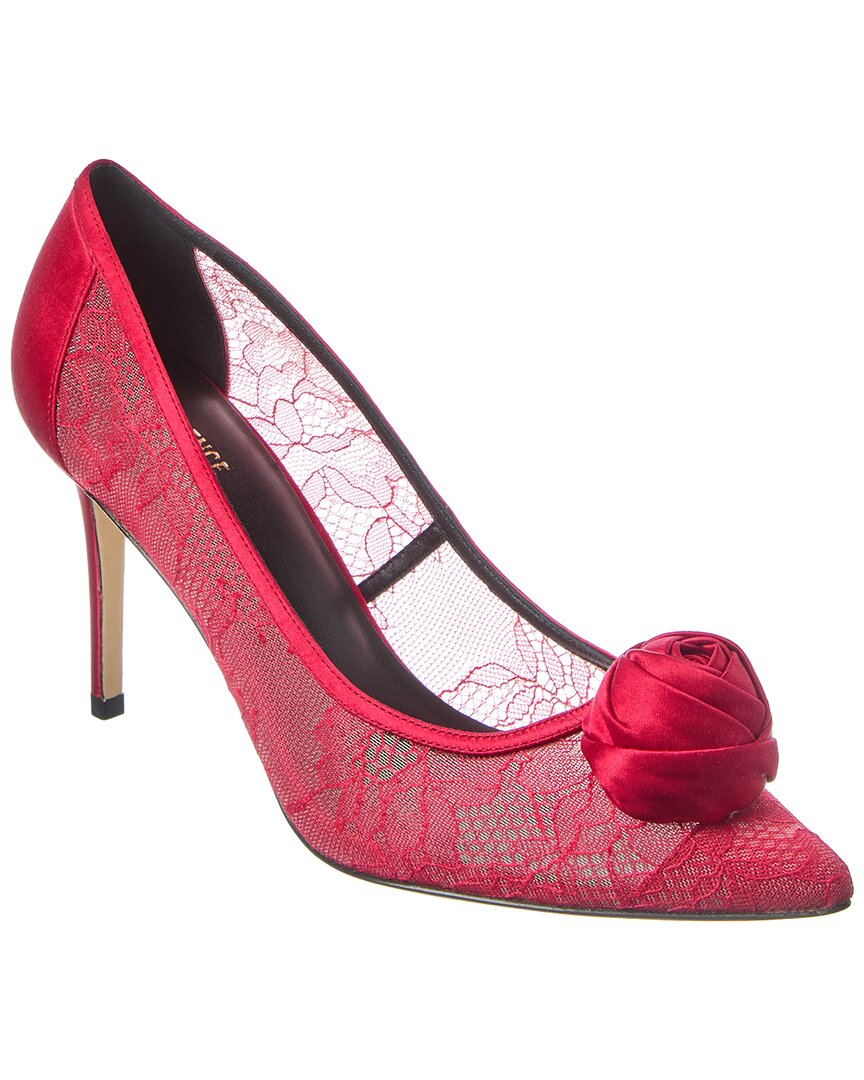 L'agence Fosette Lace & Satin Sandal In Red