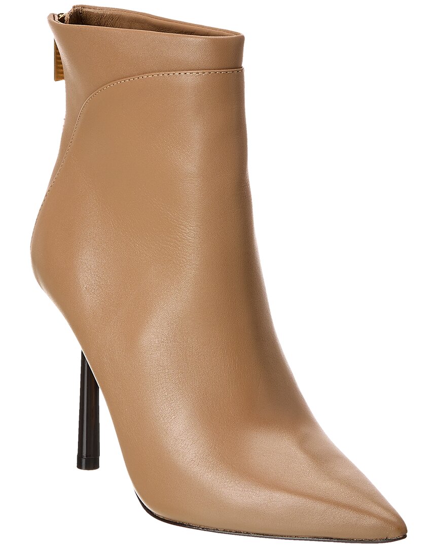 Reiss Lyra Leather Sig Heeled Ankle Boot In Brown