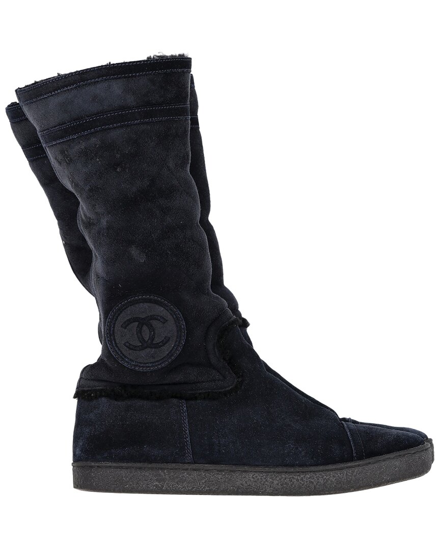 Chanel Women's Fur Cc Logo Boot (authentic Pre-loved)