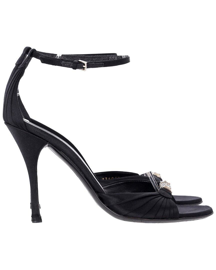 Gucci Women's Satin Crystal-embellished Open-toe Sandal (authentic Pre-loved) In Black