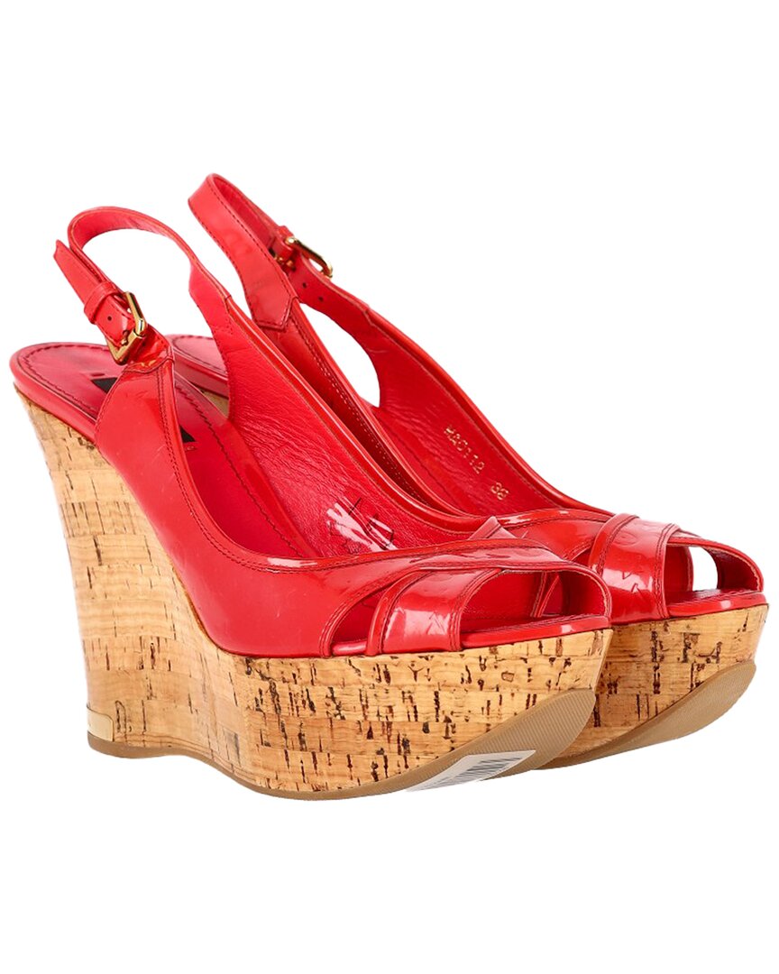 Pre-owned Louis Vuitton Women's Leather Monogram Vernis Pantheon Sandal (authentic Pre- Loved)