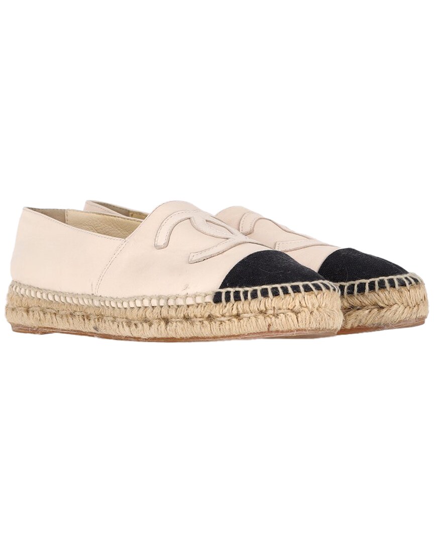 Pre-owned Chanel Women's Leather Cc Espadrille Flat (authentic Pre-loved)