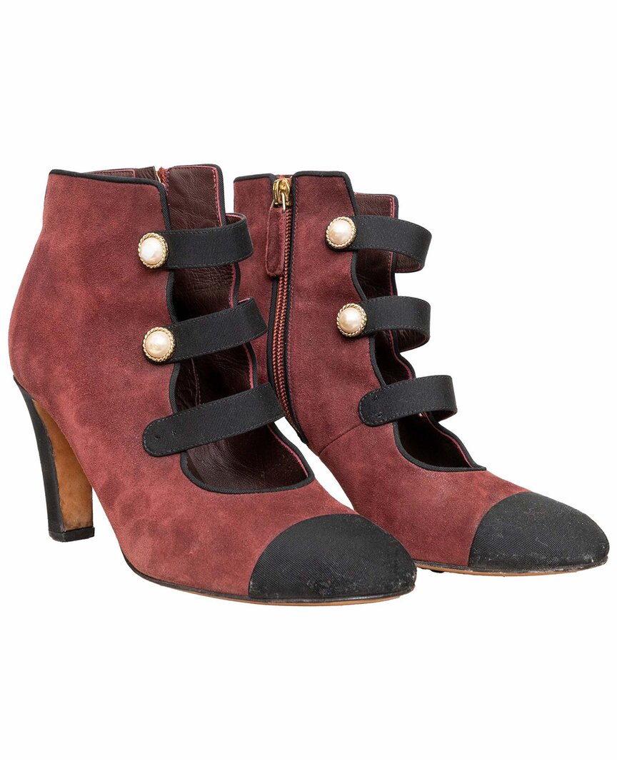 Pre-owned Chanel Women's Suede Bootie - '10s (authentic Pre-loved)