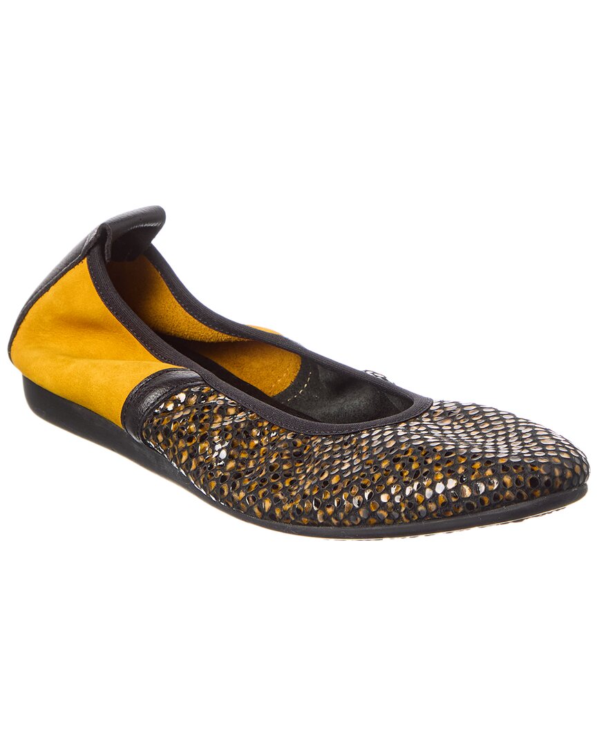 Arche Lamour Leather Flat In Gold