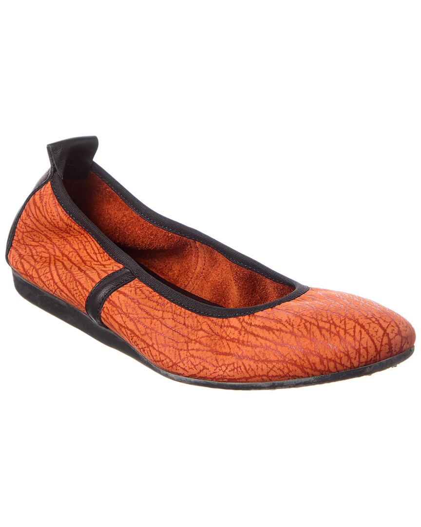 Arche Lamour Leather Flat In Orange