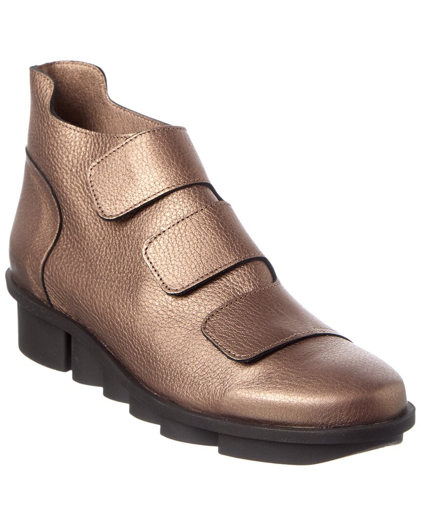 Arche Skapa Leather Wedge Sneaker In Gold
