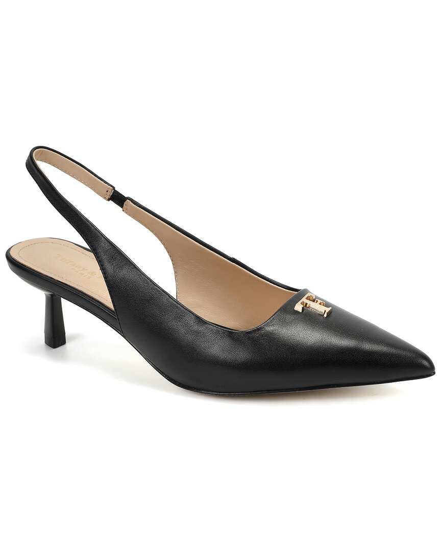 Shop Tiffany & Fred Paris Leather Slingback Kitten Heel Pump