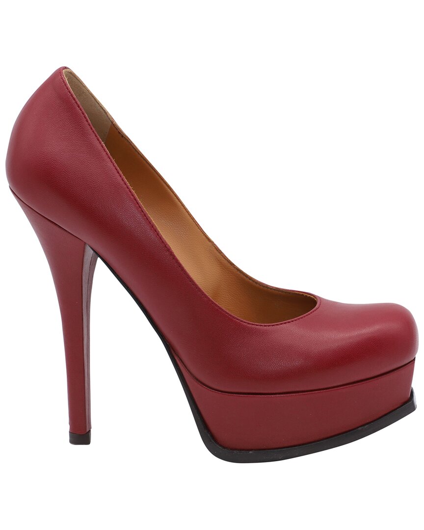 Fendi Women's Leather Sta Pump 135 (authentic Pre-loved) In Burgundy