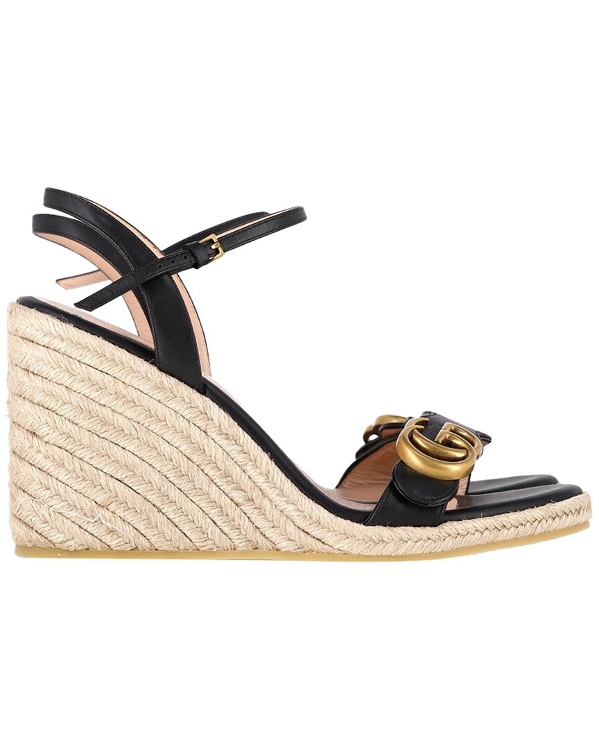Gucci Women's Leather 85mm Platform Wedge Espadrille (authentic Pre-loved) In Multi
