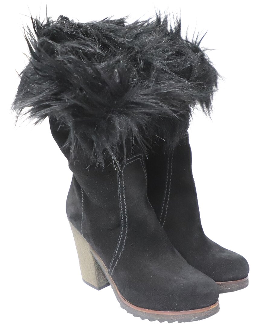 Prada Women's Suede Bootie (authentic Pre-loved) In Black