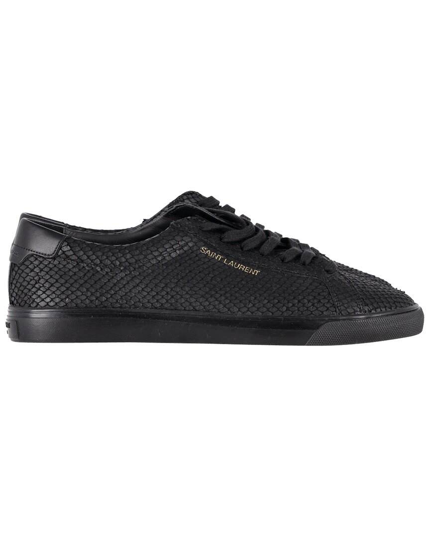 Saint Laurent Women's Calfskin Leather Andy Python-effect Sneaker (authentic  Pre-loved) In Black