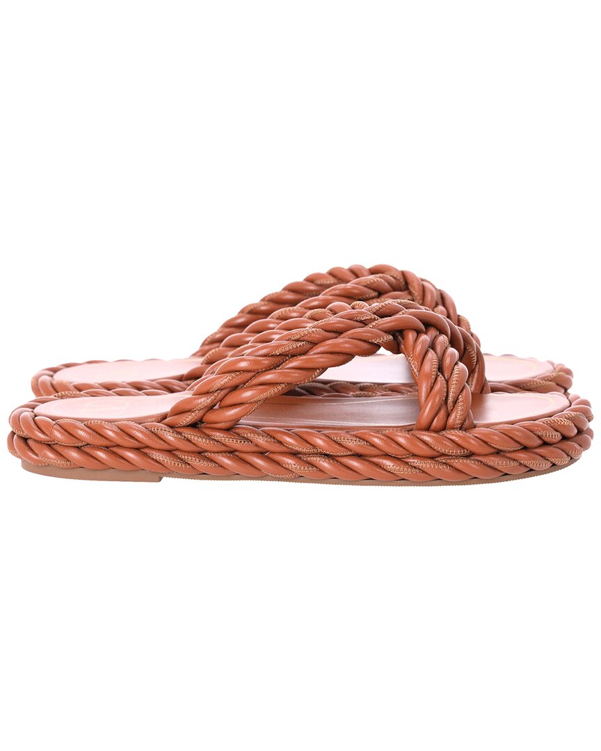 Valentino Women's Leather The Rope Twisted Strap Sandal (authentic Pre-loved) In Brown