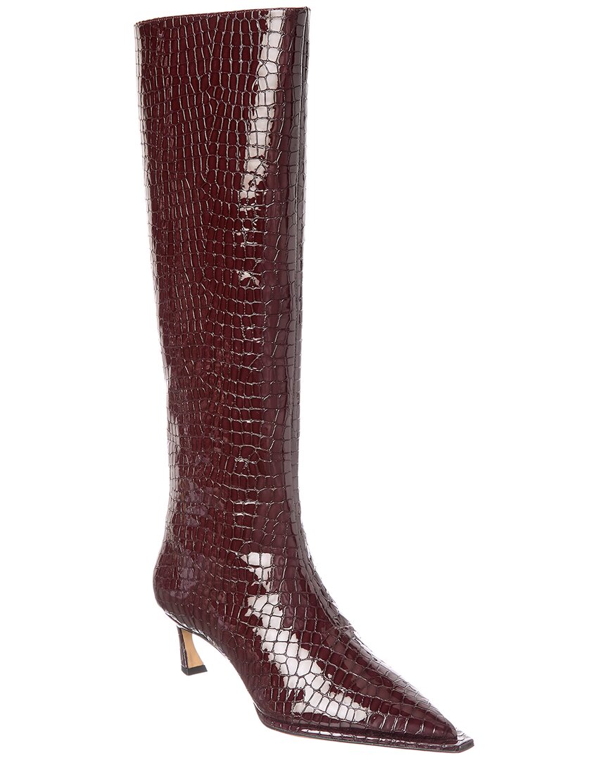 Alexandre Birman Kyra 50 Croc-embossed Patent Knee-high Boot In Brown