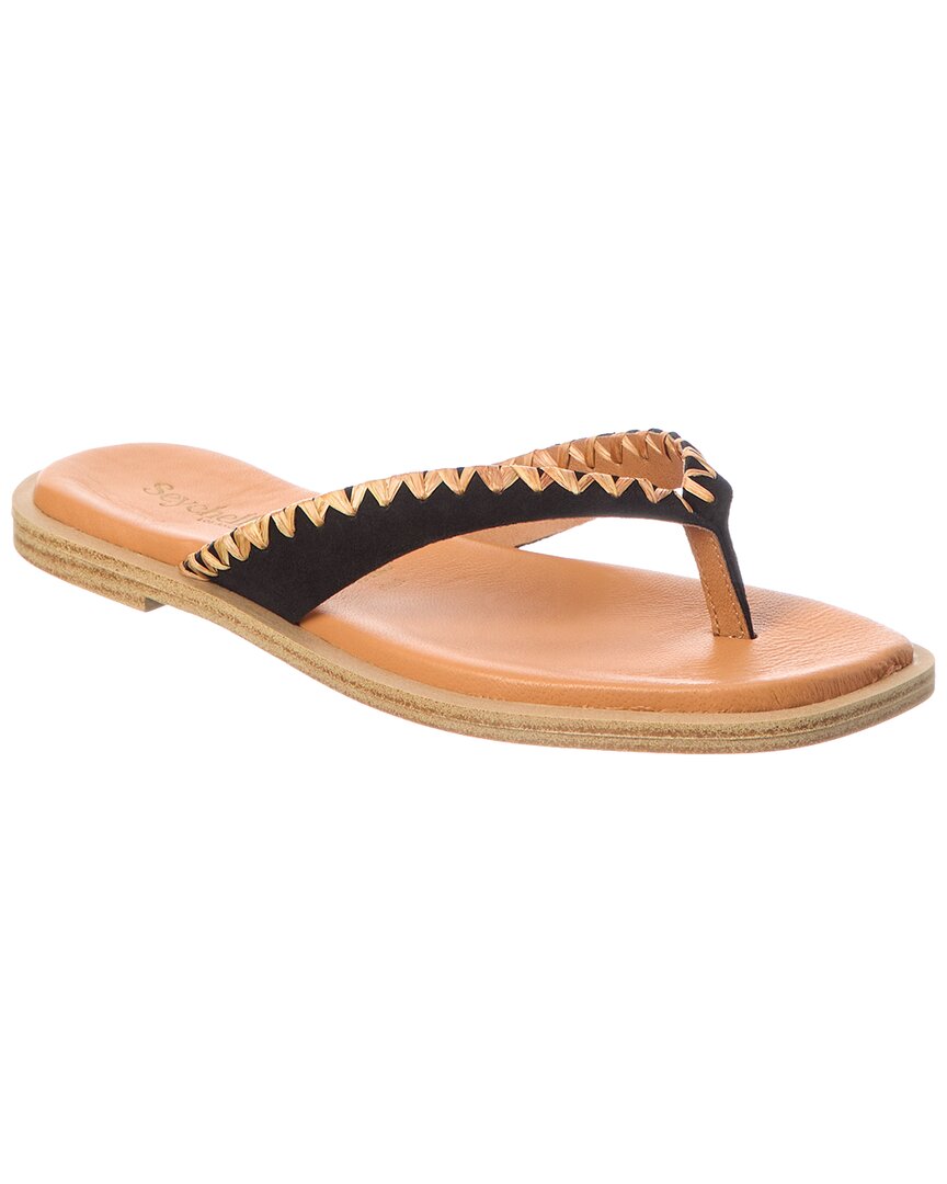 Seychelles Island Breeze Leather Thong Sandal In Black