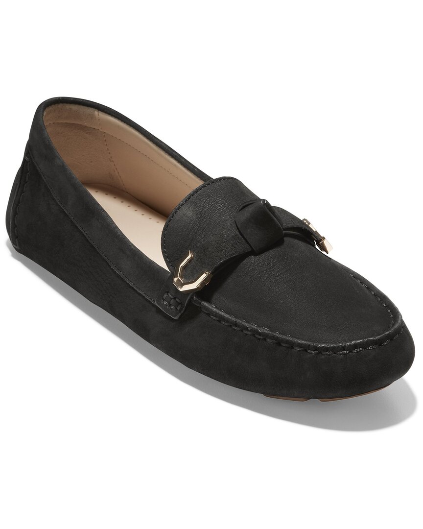 Cole Haan Evelyn Bow Leather Driver In Black