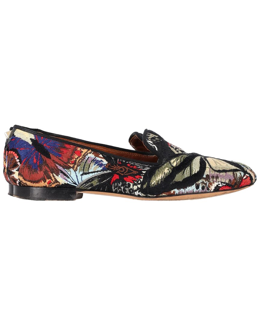 Valentino Garavani Valentino Women's Canvas Butterfly-embroidered Slip-on Loafer (authentic Pre-  Loved) In Multi