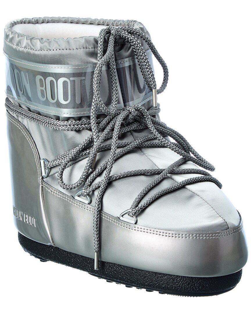 Moon Boot Icon Pillow Silver Padded Nylon Snow Boots In Silver