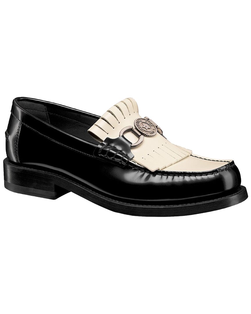 Dior Women's Calfskin Leather Emblem Leather Loafer In Black