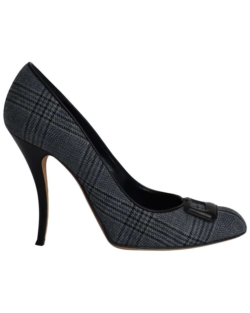 Manolo Blahnik Women's Cotton Buckled Plaid Pump In Gray