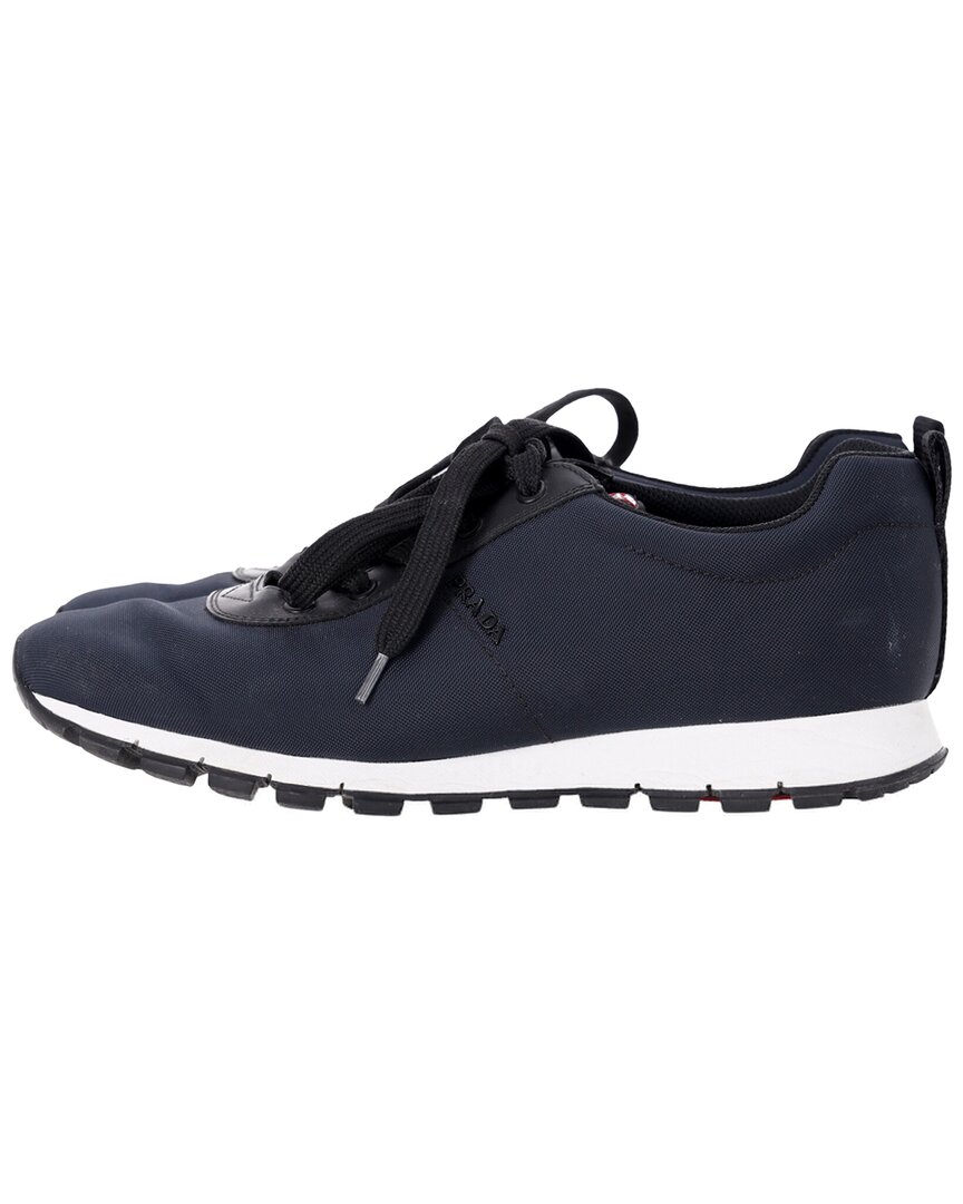 Prada Women's Canvas Sport Low Top Lace Up Sneaker, Size 7.5 (authentic Pre-  Loved) In Blue
