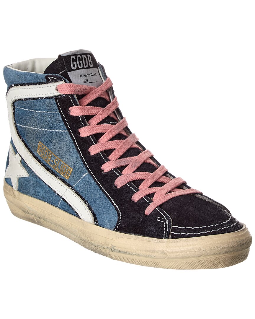 Golden Goose Mid Star Leather Sneaker In Blue
