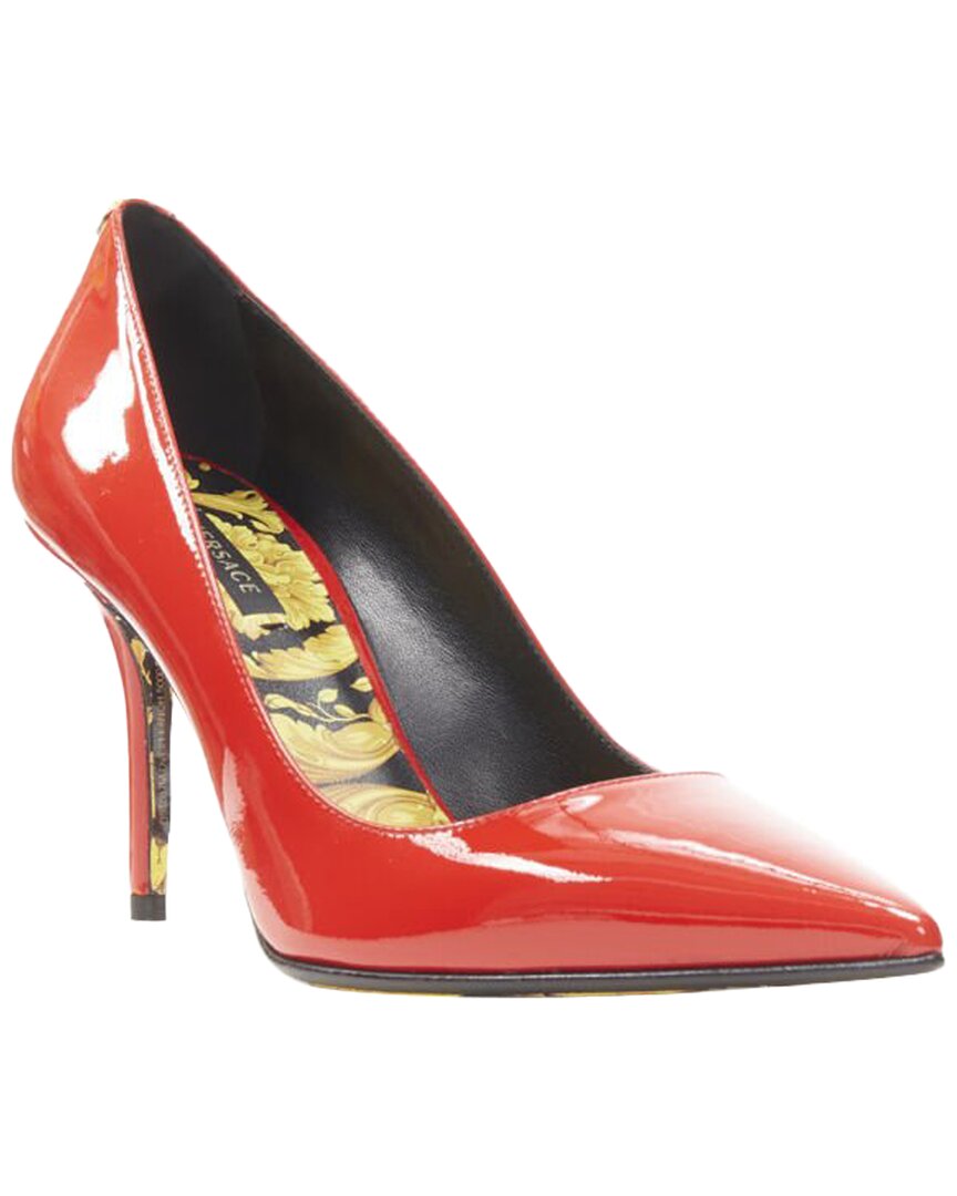 Versace Women's Patent Leather Barocco Patent Medusa Stud Pump (authentic Pre-  Loved) In Red