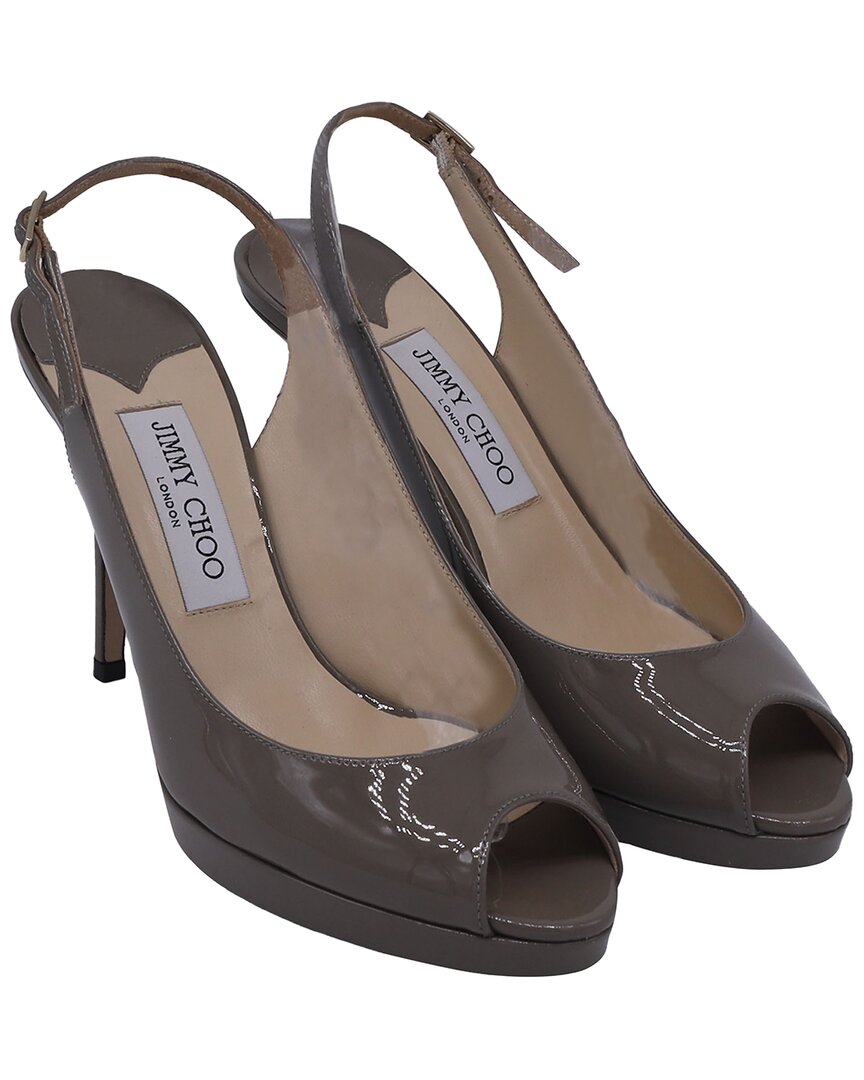 Jimmy Choo Women's Patent Leather Peep Toe Platform Slingback Pump (authentic  Pre-loved)