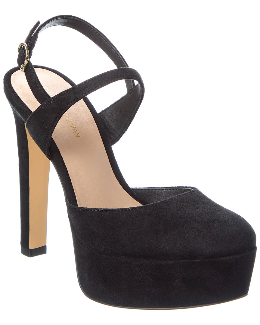 Stuart Weitzman Avenue 130 Suede Platform Pump In Black