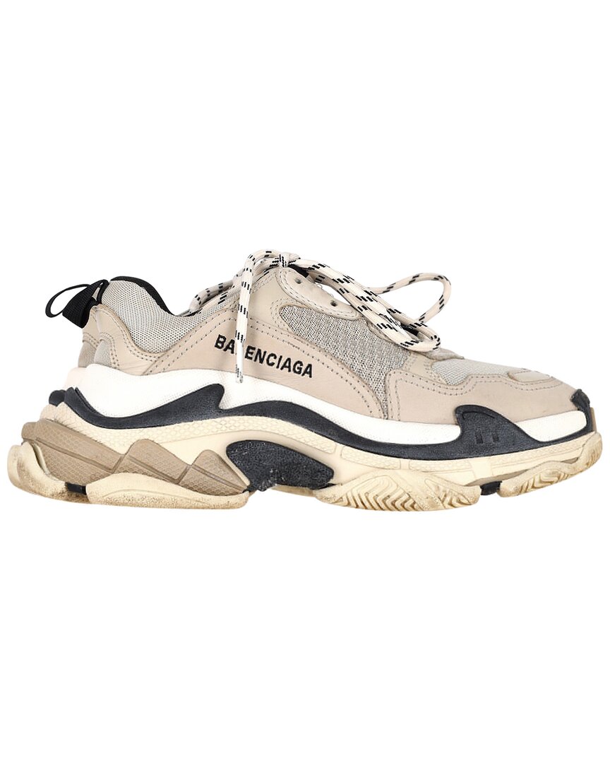 Balenciaga Women's Polyester Clear Sole Triple S Sneaker (authentic Pre-loved) In Brown