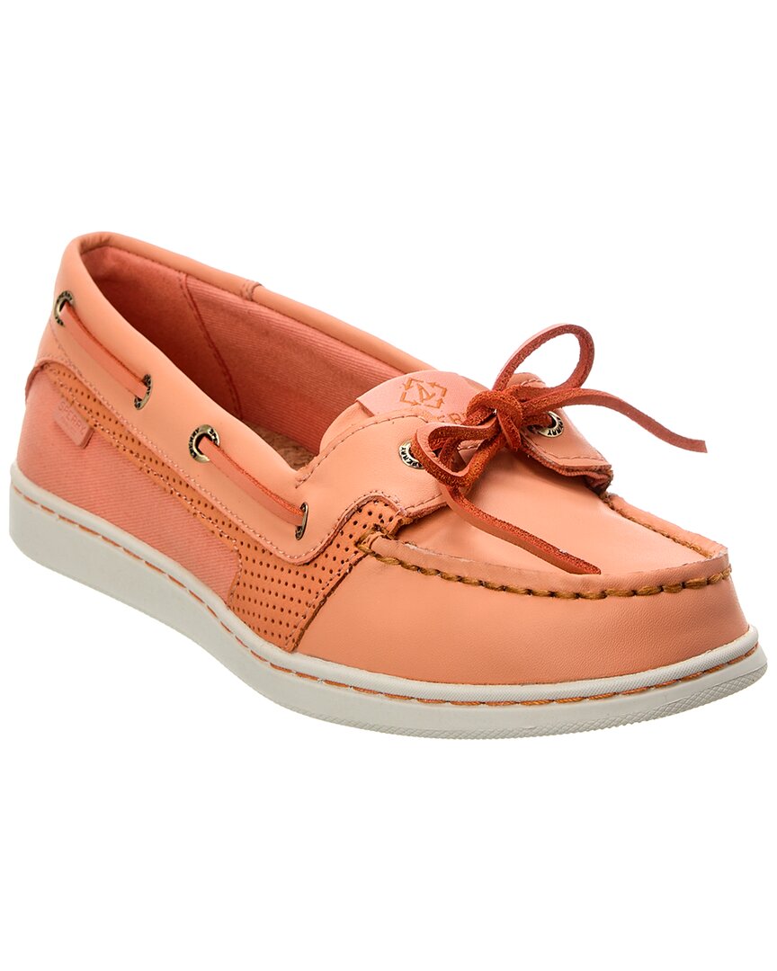 Shop Sperry Starfish Eco Perf Leather Boat Shoe In Orange